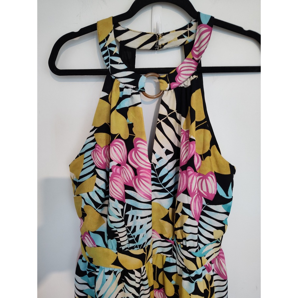 Lascana Pure Selection Tropical Halter High Low Dress Floral Pink Yellow US 14 - Picture 3 of 9